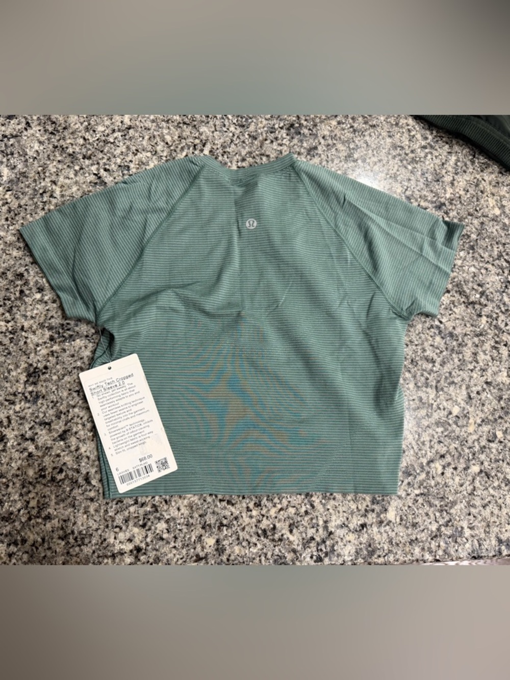 Lululemon Swiftly Tech Cropped Short-Sleeve 2.0 Spandex Stripe Tidewater Teal